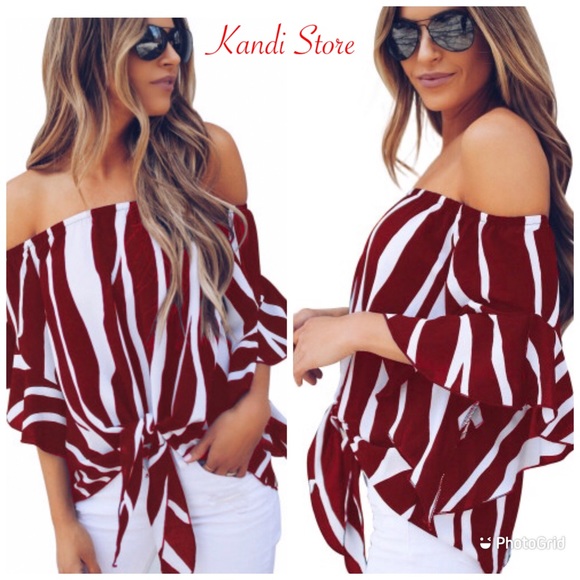 Women's Off-Shoulder Zebra Print Blouse - Picture 2 of 10